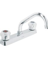 Mezcladora 8" p/fregadero, cuello corto, manerales acrílico