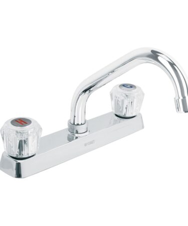 Mezcladora 8" p/fregadero, cuello corto, manerales acrílico