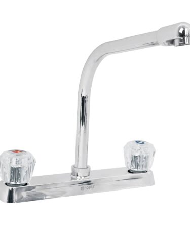 Mezcladora 8" p/fregadero, cuello cobra, manerales acrílico