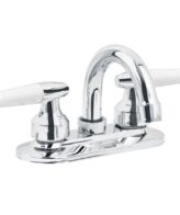 Mezcladora 4" para lavabo, cuello curvo, manerales cono