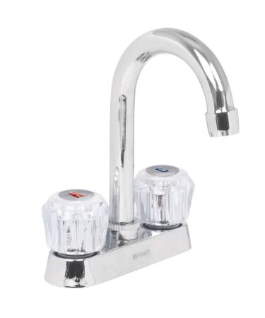 Mezcladora 4" para lavabo, cuello bar, manerales de acrílico