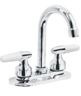 Mezcladora 4" para lavabo, cuello bar, manerales cono