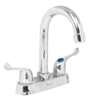 Mezcladora 4" para lavabo, cuello bar, manerales palanca