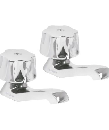 Juego 2 llaves individuales para lavabo, manerales metálicos