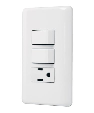 Placa armada con contacto y 2 interruptores sencillos, Basic  Código:   25081