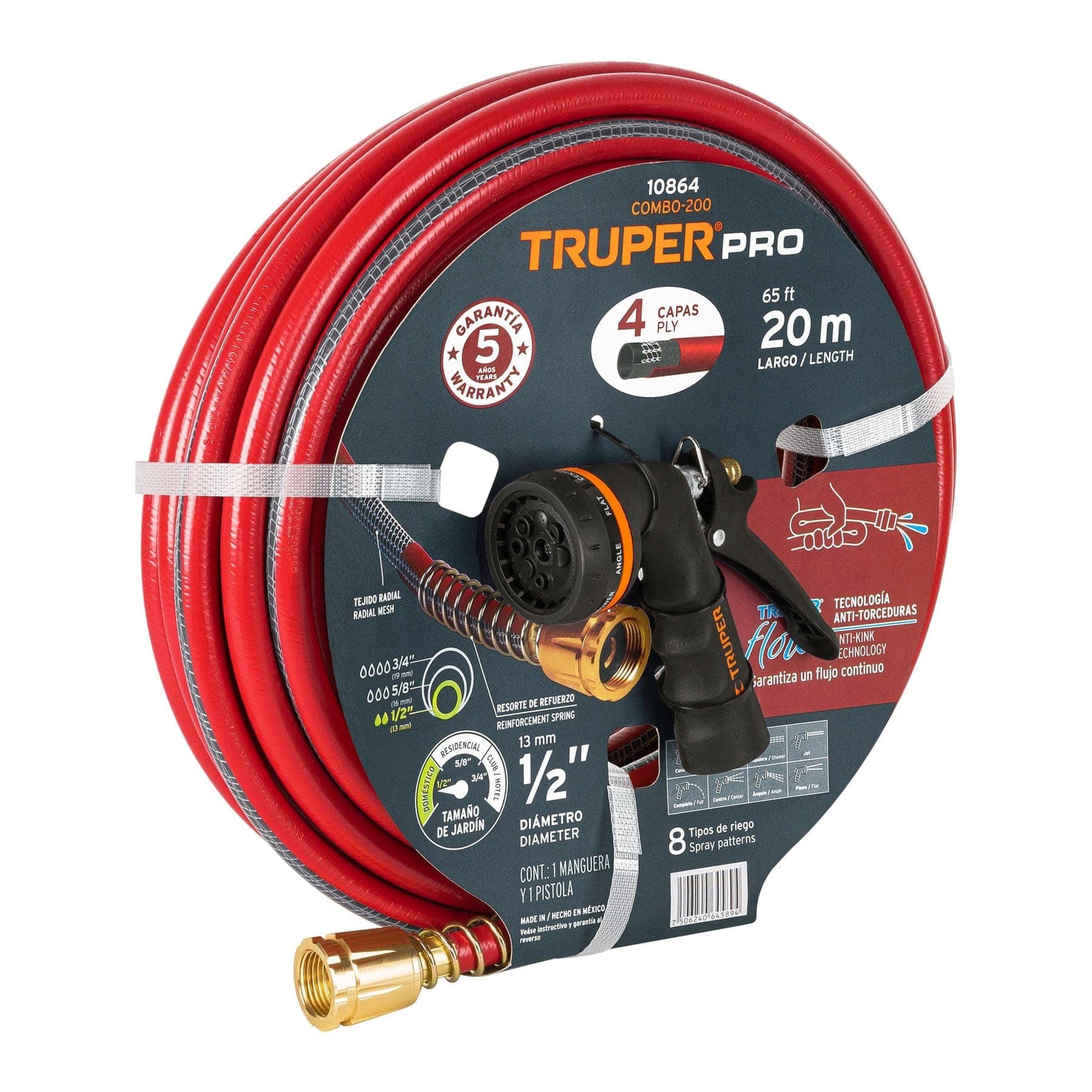 Combo manguera MAN-20X1/2X y pistola de riego PR-208, Truper  Codigo:10864