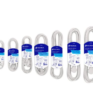 Extensiones eléctricas domésticas con clavija plana, blancas