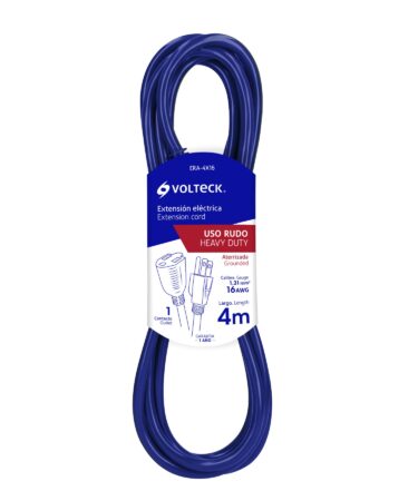 Extensión de uso rudo aterrizada 4 m 3x16 AWG, Volteck Codigo:48057