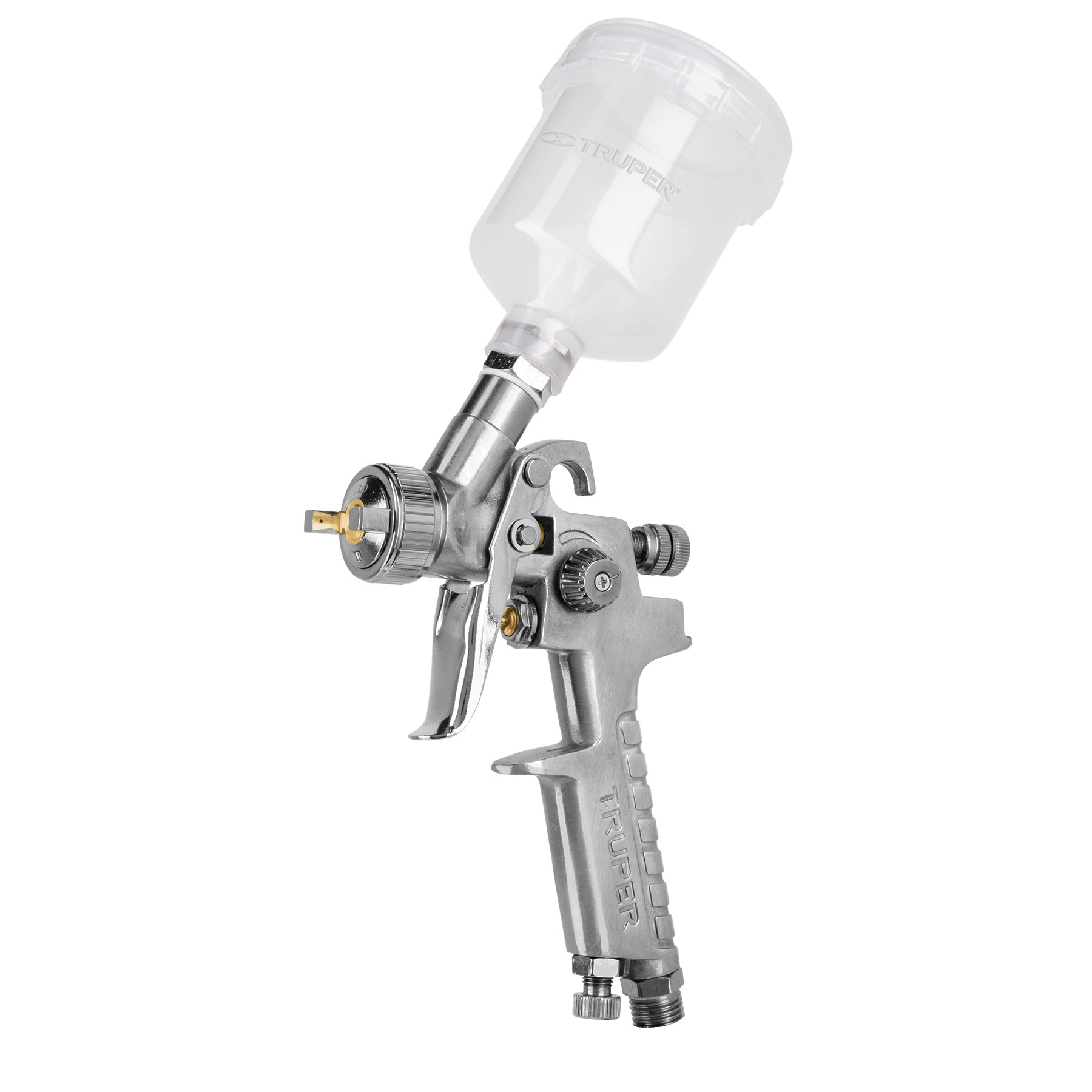 Pistola p/retoque gravedad HVLP vaso plástico, 1 mm, Truper Codigo:11097