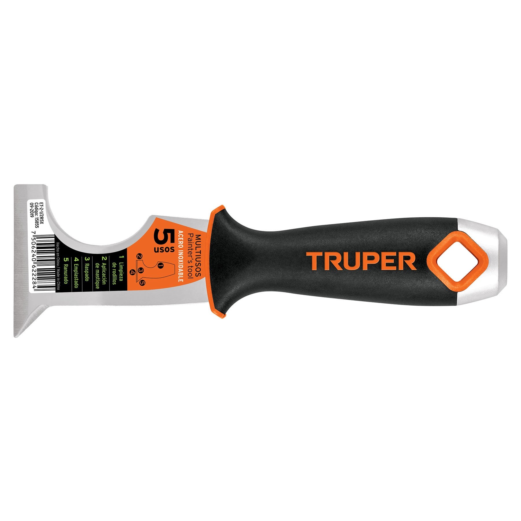 Espátula 2-1/2" de 5 usos, acero inox, Comfort Grip, Expert Codigo:15855
