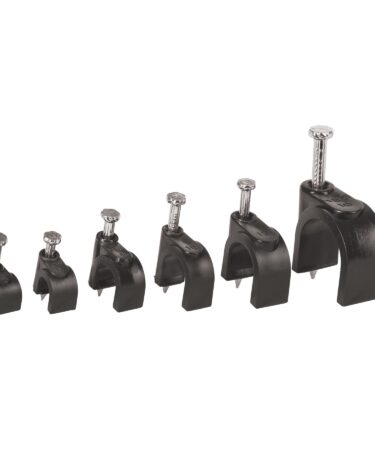 Grapas negras para cable redondo, bolsa con 20 piezas